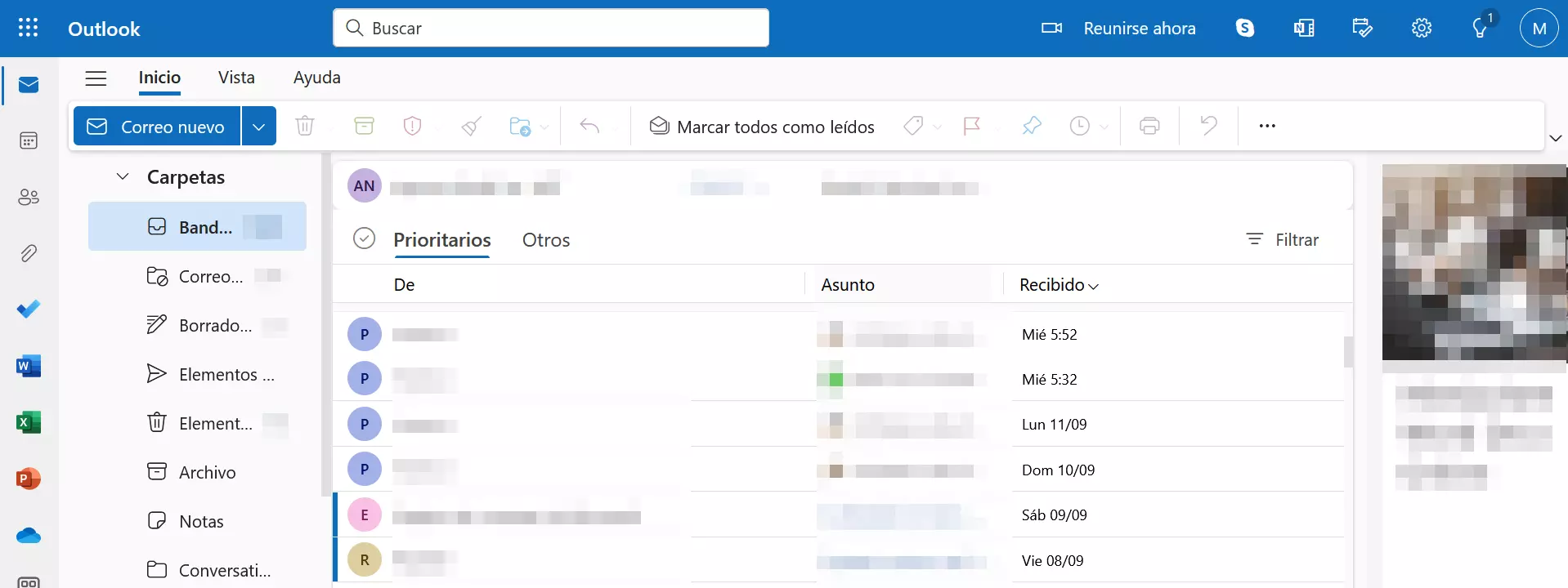 Interfaz de Outlook 365 Interfaz de Outlook 365