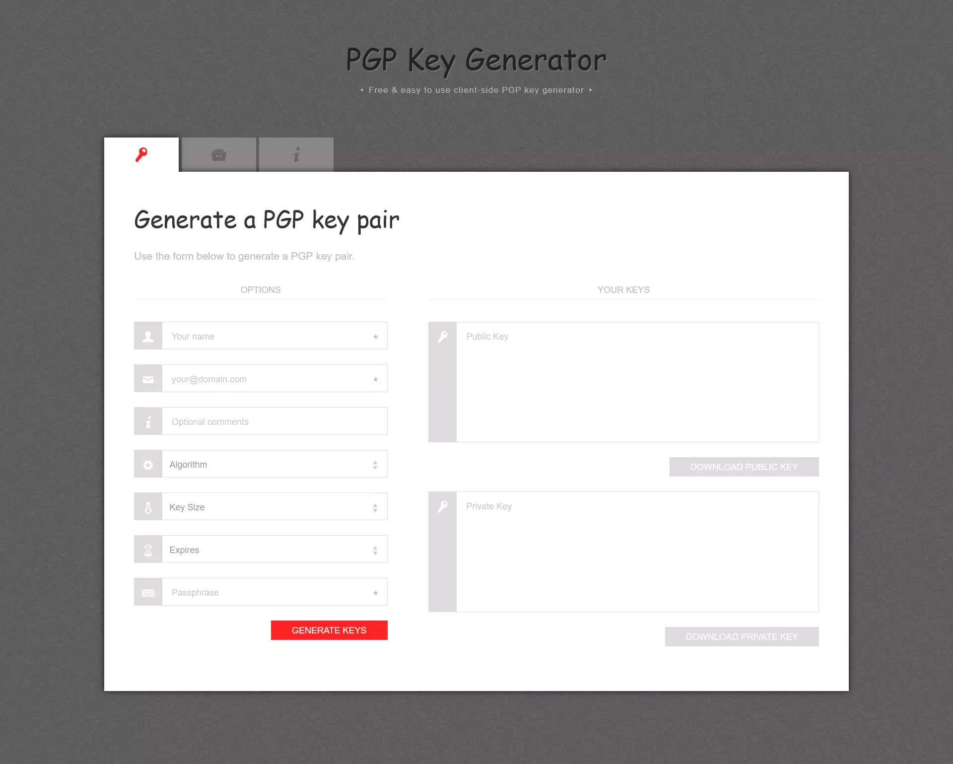 Webtool para generar claves PGP: PGP Key Generator Webtool para generar claves PGP: PGP Key Generator