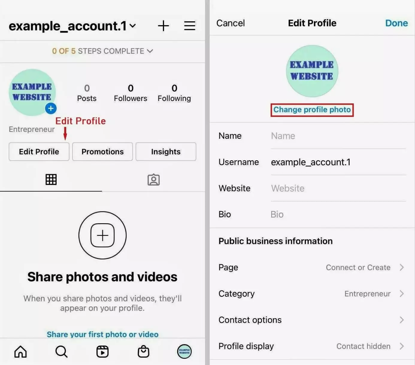 Cambiar la foto de perfil de Instagram en el iPhone