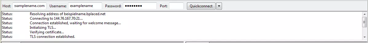Imagen: Estado y configuración de la conexión en Quickconnect